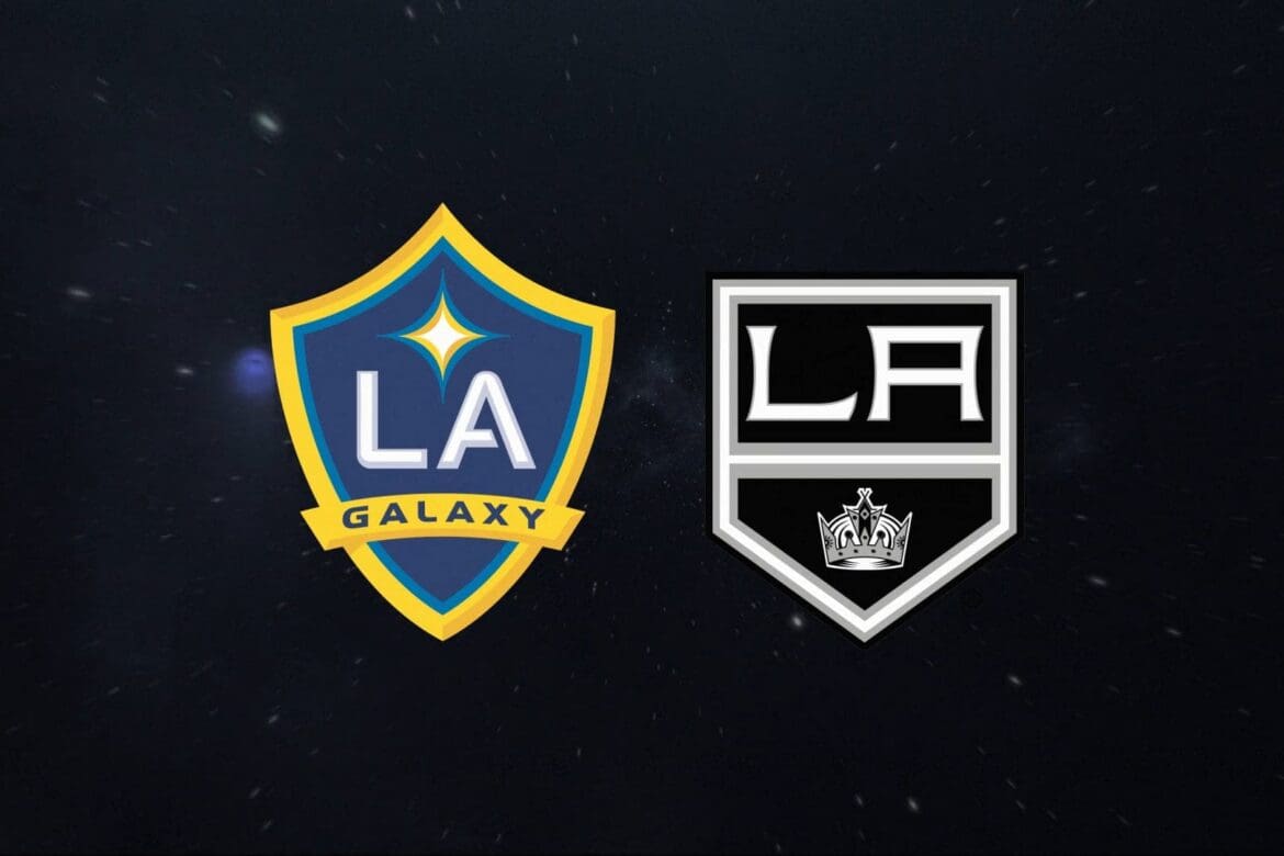 The emblems of LA Galaxy and LA Kings side by side, symbolizing the united spirit of LA's premier sports teams.