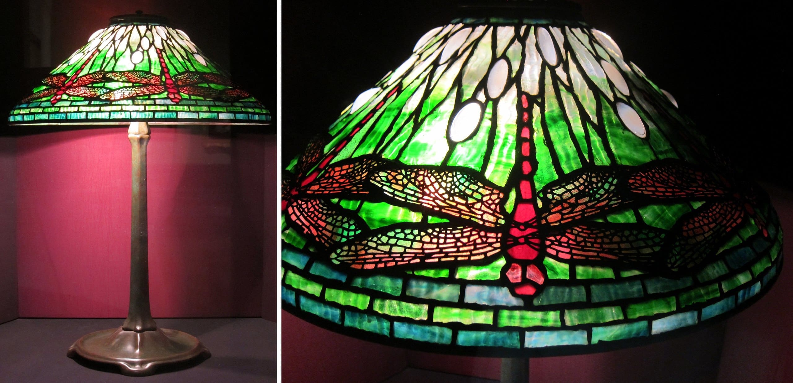RIOT, NYC Creative Agency: Vibrant Tiffany Studios Dragonfly lamp on display at the Dayton Art Institute, aglow with fiery iridescence Vibrant Tiffany Studios Dragonfly lamp on display at the Dayton Art Institute, aglow with fiery iridescence