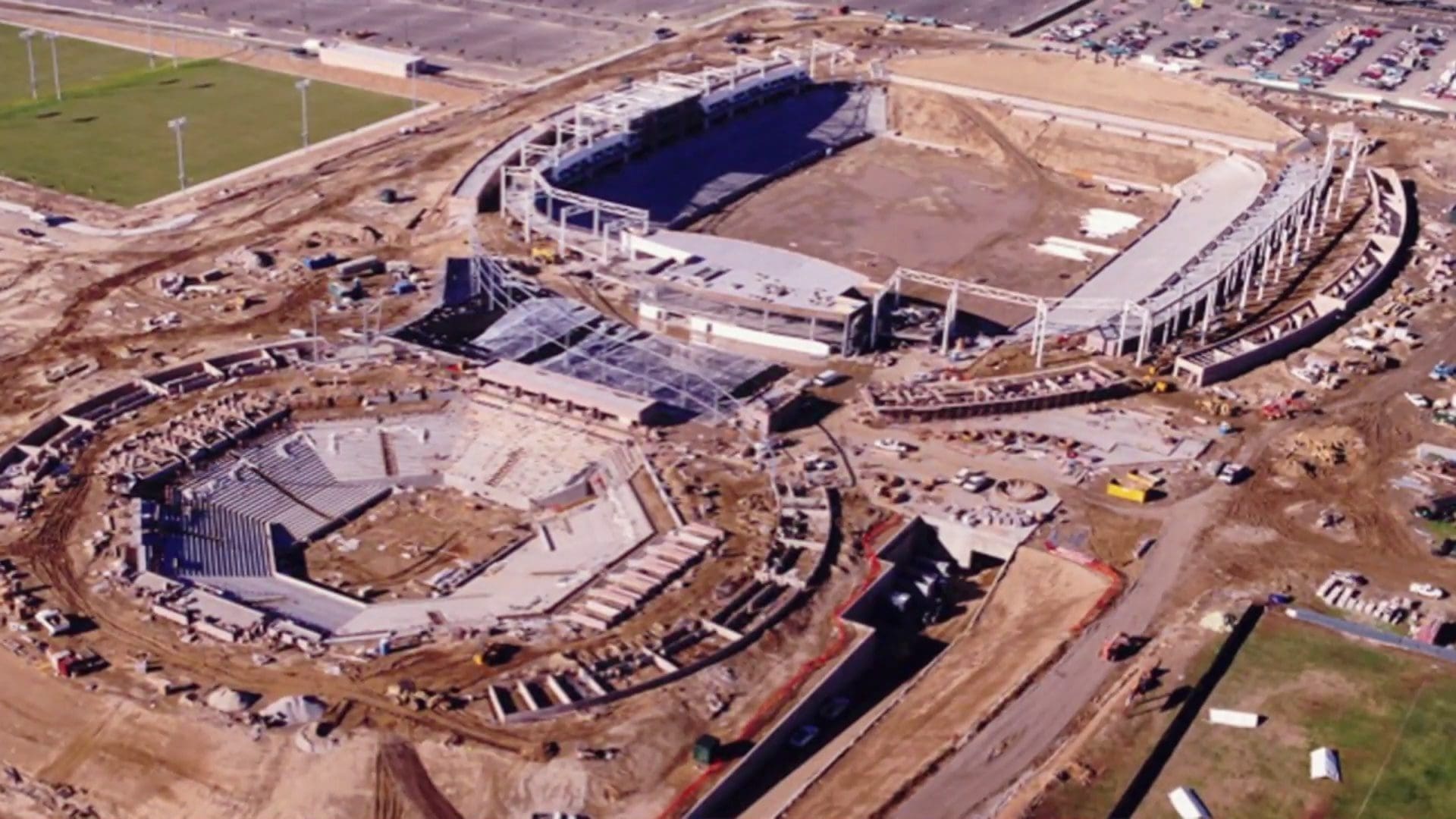 Aerial view of Dignity Health Sports Park under construction.
