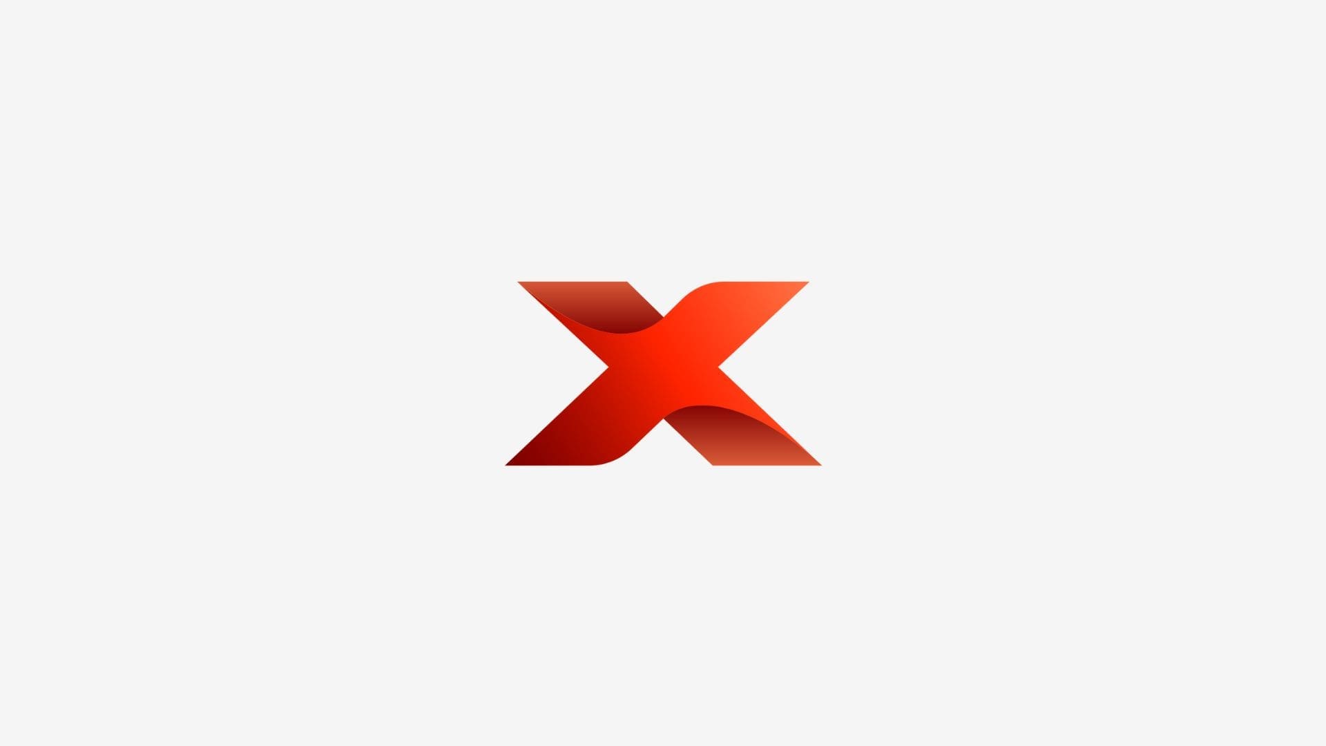 Close-up of the LEADX brand mark with a bold red gradient 