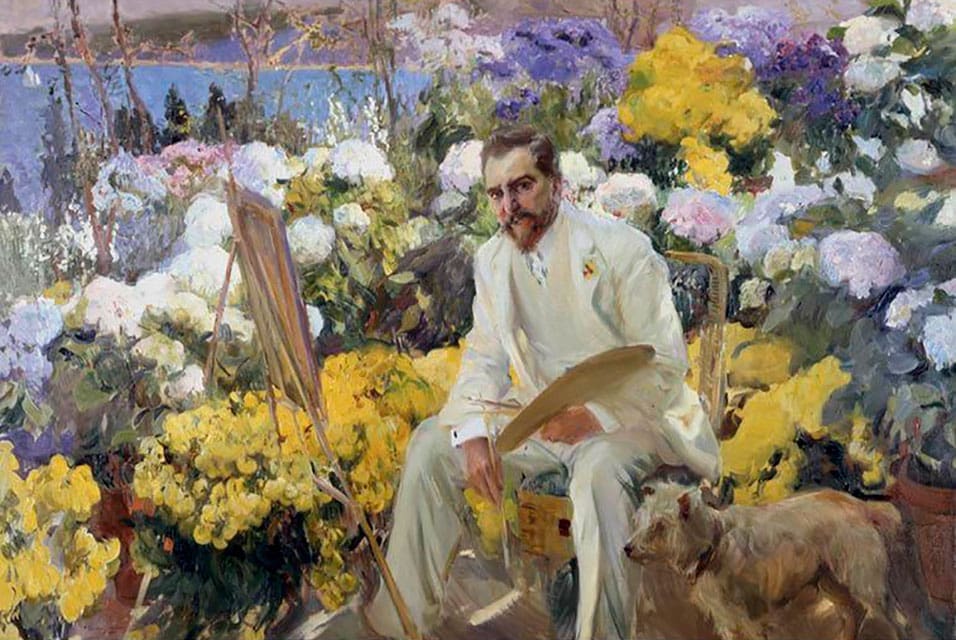 RIOT, NYC Creative Agency: Louis Comfort Tiffany captured in a vibrant garden by Joaquín Sorolla y Bastida, surrounded by blooms and creative energy Louis Comfort Tiffany captured in a vibrant garden by Joaquín Sorolla y Bastida, surrounded by blooms and creative energy