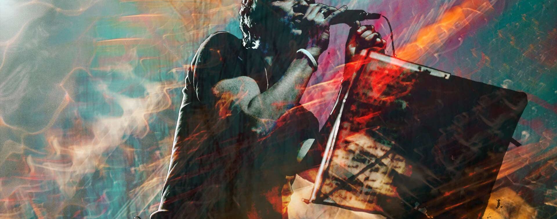 Ocean Colour Scene – Live Art Artistic composite of Ocean Colour Scene live performance featuring vibrant abstract textures.