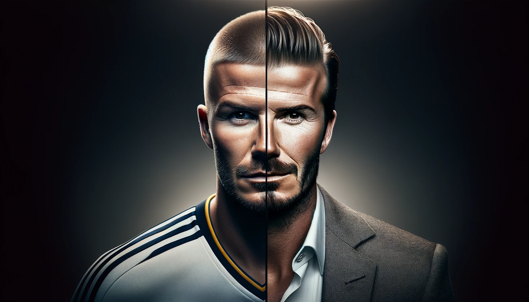 RIOT, NYC Creative Agency: David Beckham split-screen image from LA Galaxy signing era to present-day David Beckham split-screen image from LA Galaxy signing era to present-day