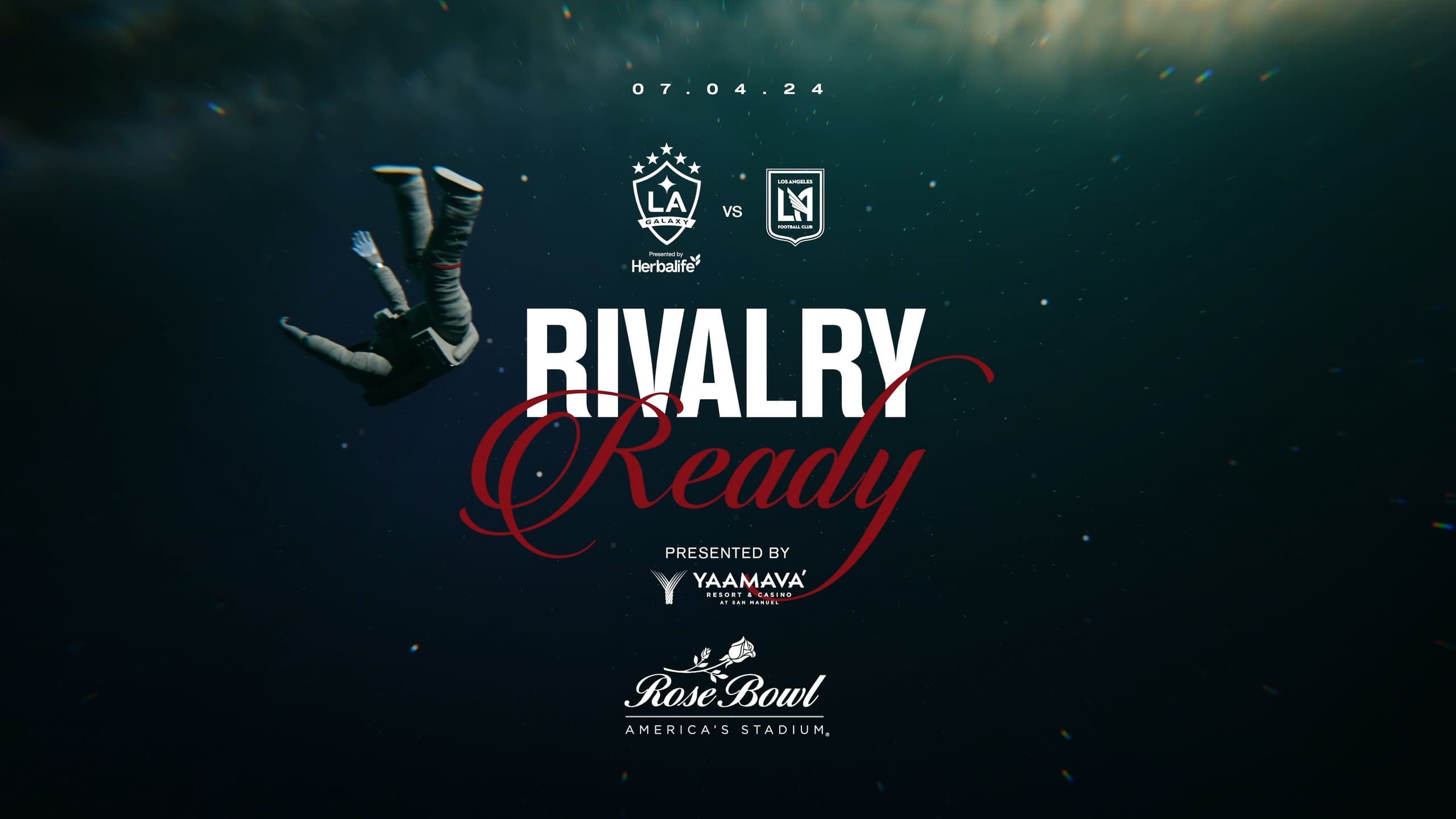 RIOT, NYC Creative Agency: Astronaut floating with Rivalry Ready text Astronaut floating with Rivalry Ready text