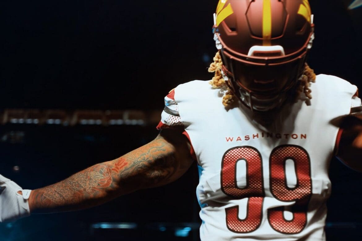 Washington Commanders Rebrand Film - Chase Young in New White Uniform