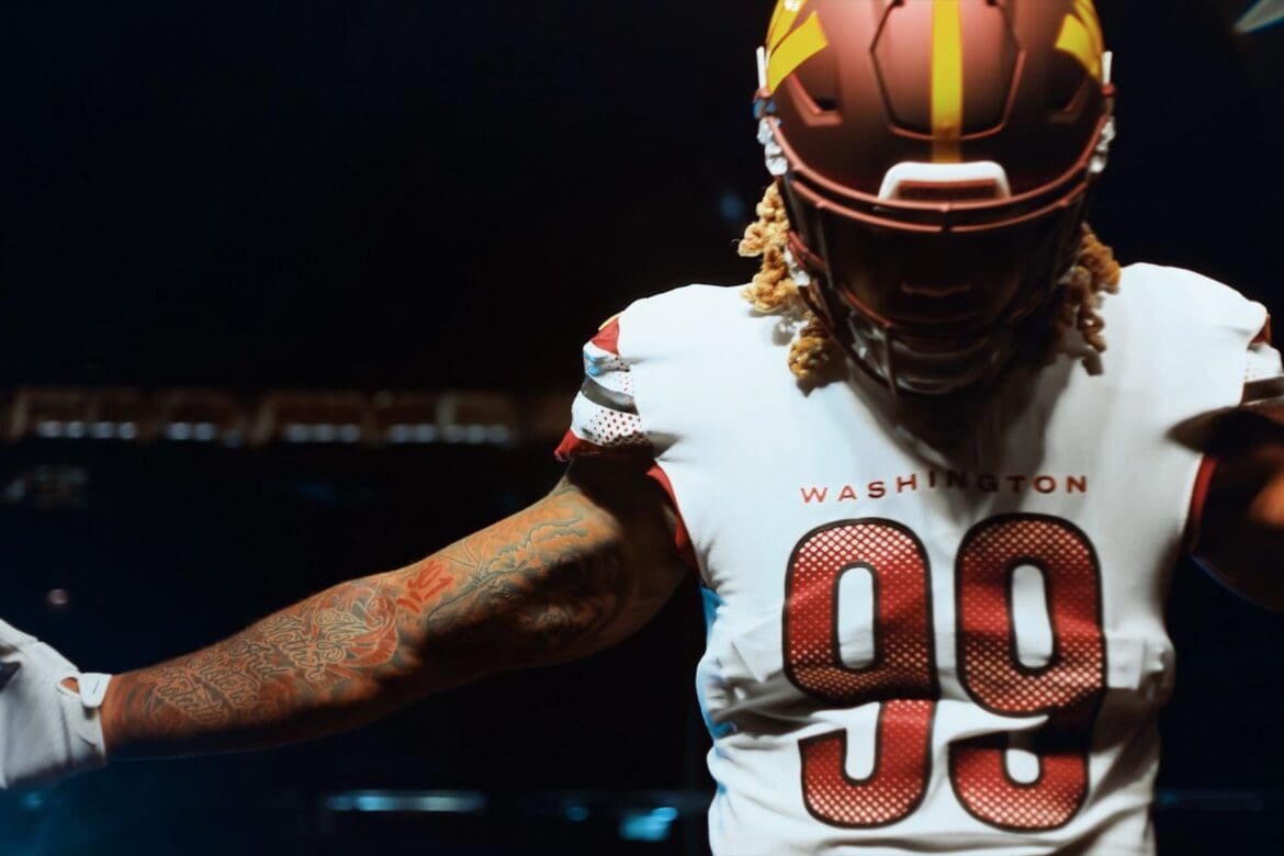 Washington Commanders Rebrand Film - Chase Young in New White Uniform