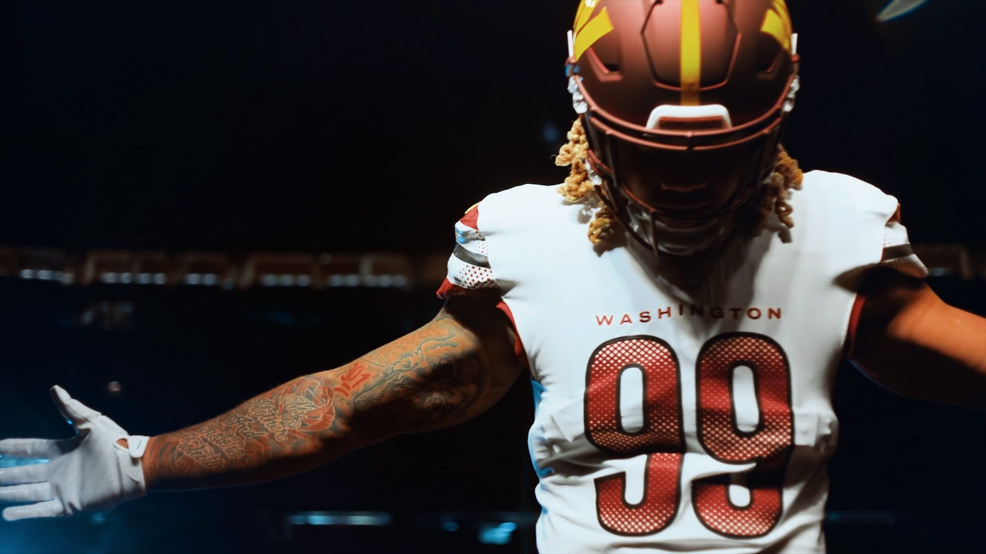 Washington Commanders Rebrand Film - Chase Young in New White Uniform