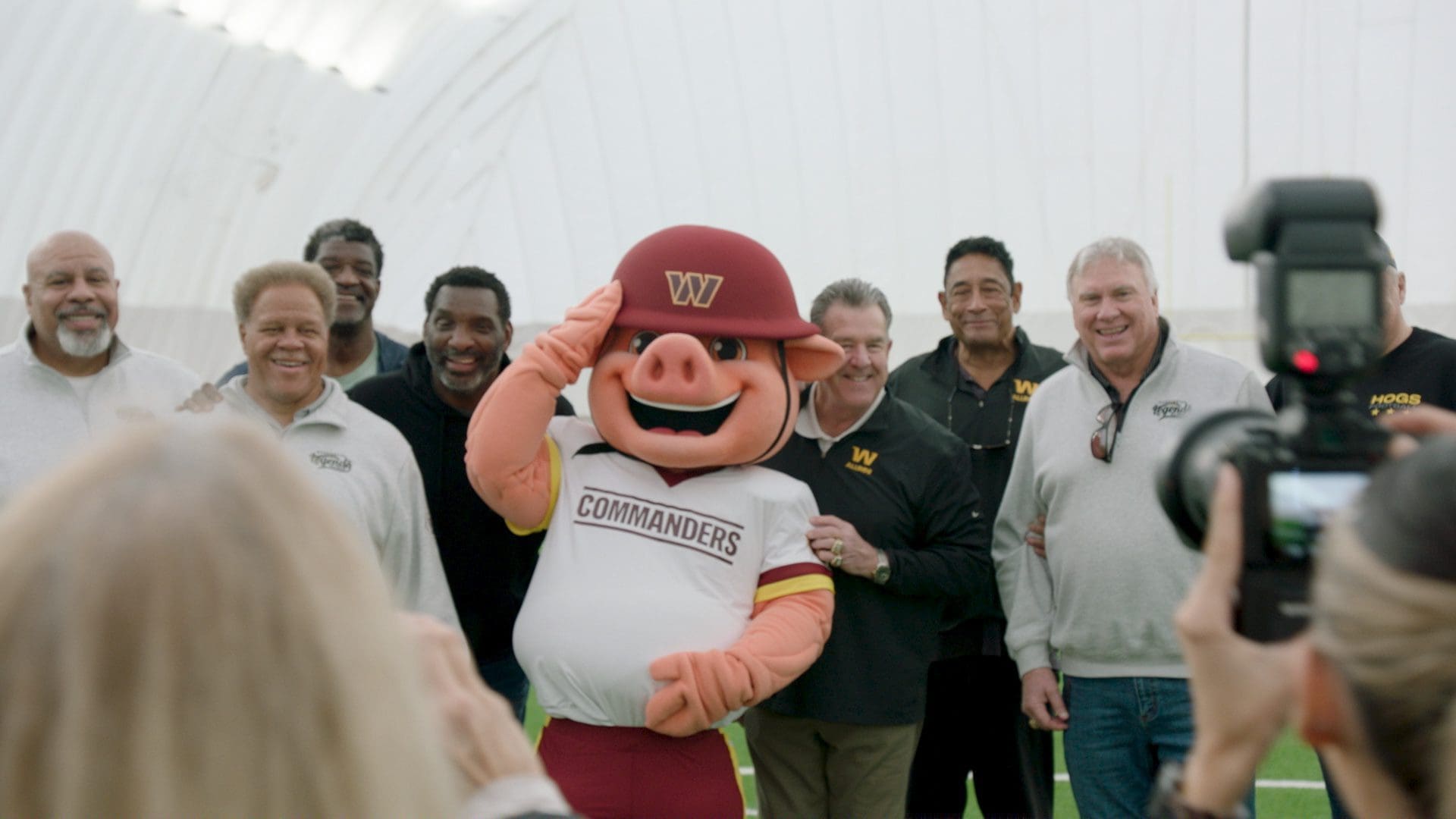 Major Tuddy, The Washington Commanders mascot photographed with the Hogs