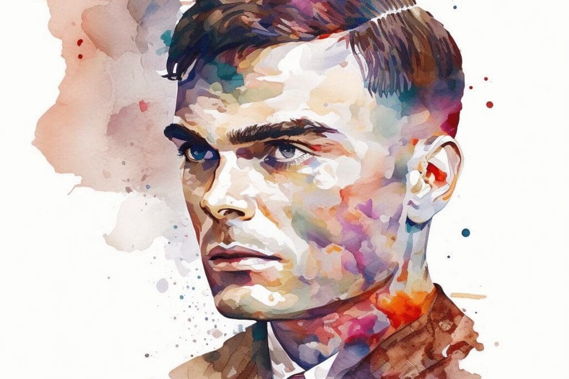 Watercolor portrait of Alan Turing