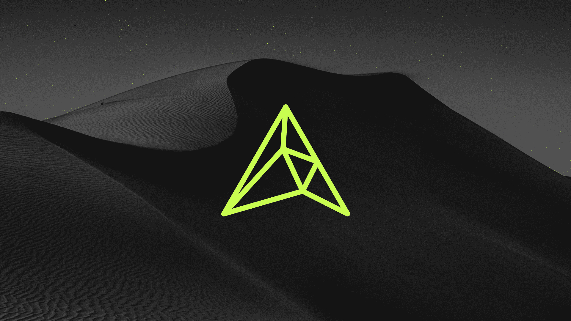 The latest AltSounds TV logo, introduced in 2024, designed by RIOT. A neon geometric emblem set against a black-and-white desert landscape, symbolizing the platform’s bold and modern creative direction.