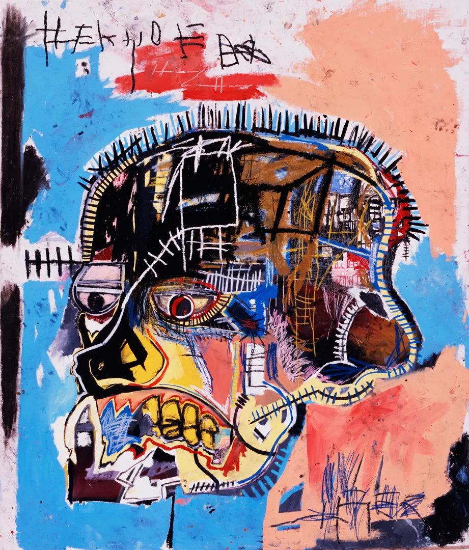 RIOT, NYC Creative Agency: Jean-Michel Basquiat’s Untitled (Skull) painting, 1981, featuring a vibrant, abstract depiction of a skull with bold colors and expressive brushwork. Jean-Michel Basquiat’s Untitled (Skull) painting, 1981, featuring a vibrant, abstract depiction of a skull with bold colors and expressive brushwork.