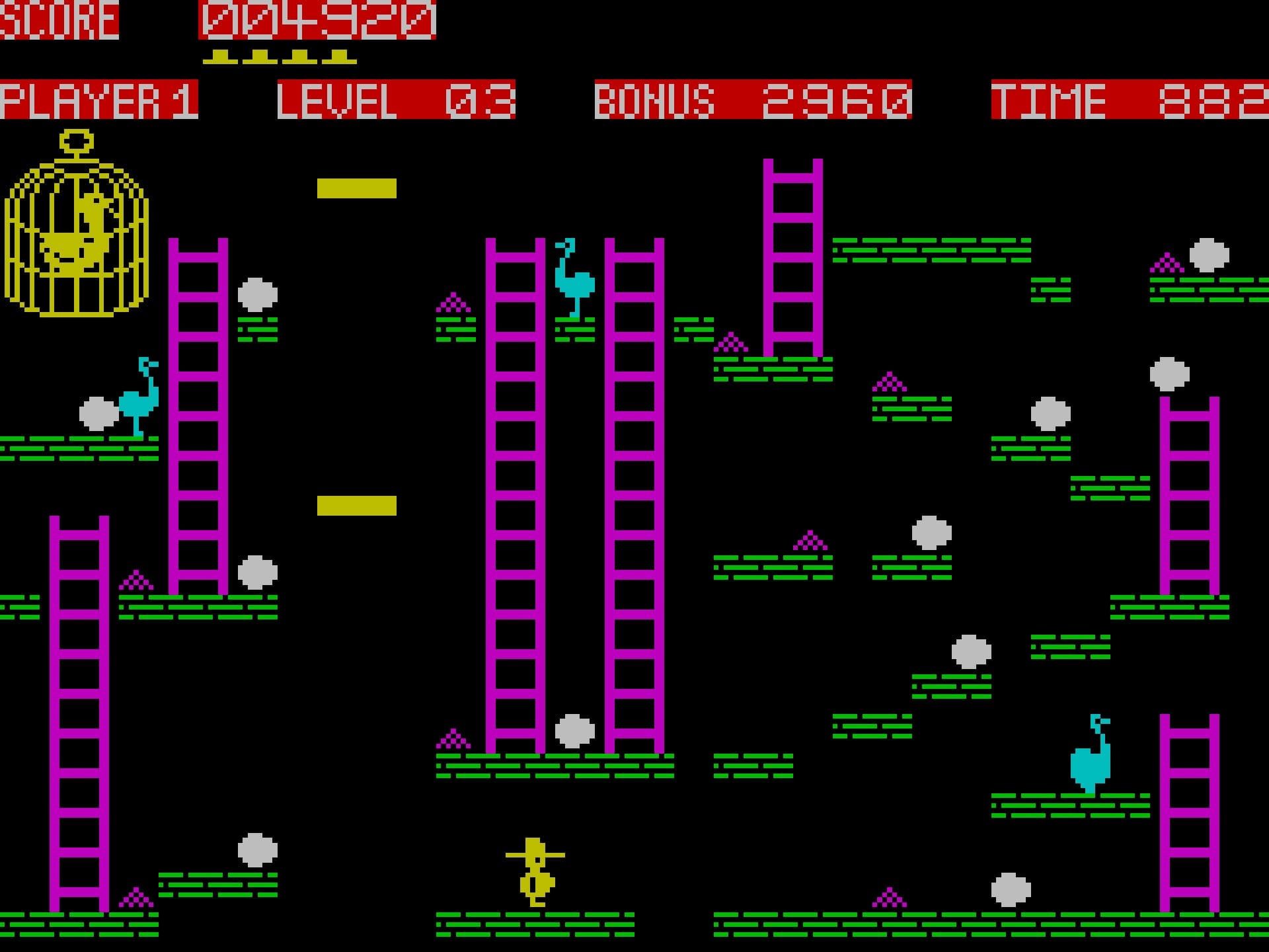 RIOT, NYC Creative Agency: Chuckie Egg Spectrum screenshot featuring platforming gameplay with Hen-House Harry Chuckie Egg Spectrum screenshot featuring platforming gameplay with Hen-House Harry