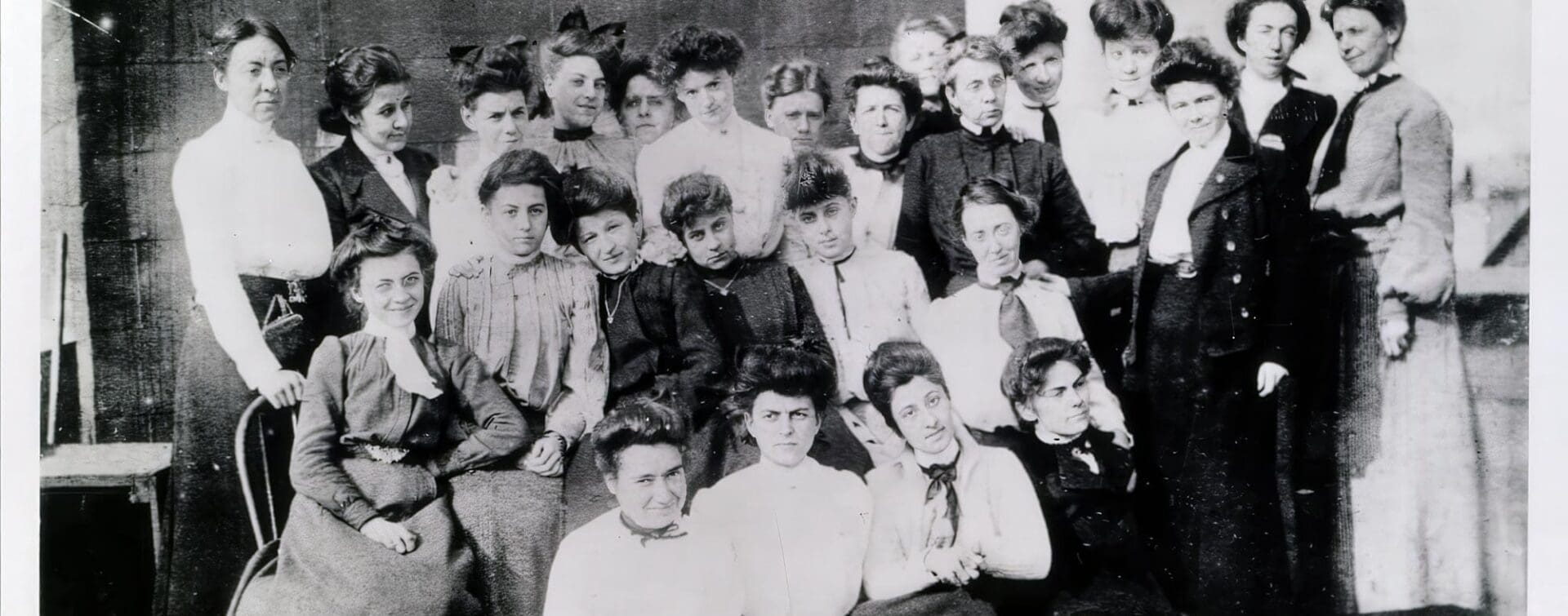 Clara Driscoll and the “Tiffany Girls” (1904) – Historic Group Photo Historic group photo of Clara Driscoll with the “Tiffany Girls” on the roof of Tiffany Studios, circa 1904. Photo courtesy of The Charles Hosmer Morse Museum of Art.