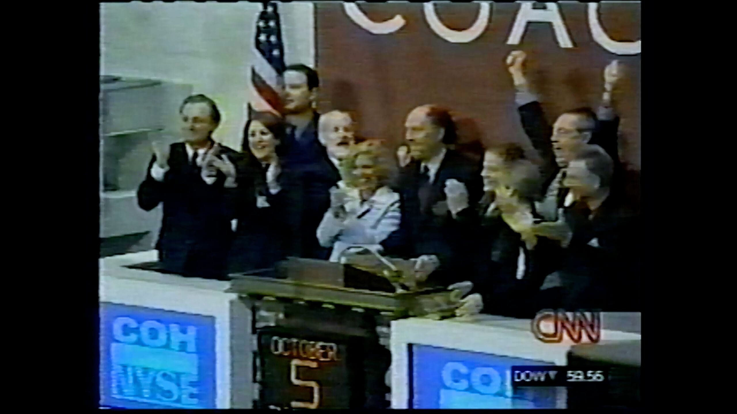 Lew Frankfort and the Coach leadership team celebrate the company’s IPO at the New York Stock Exchange, as seen in archival footage featured in RIOT’s Bag Man film for Coach.