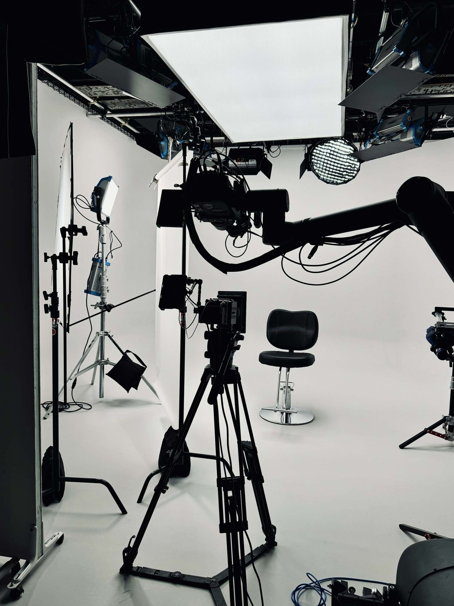 Overhead softbox at RIOT’s Grove Street Studio, providing high-output and adaptable lighting.