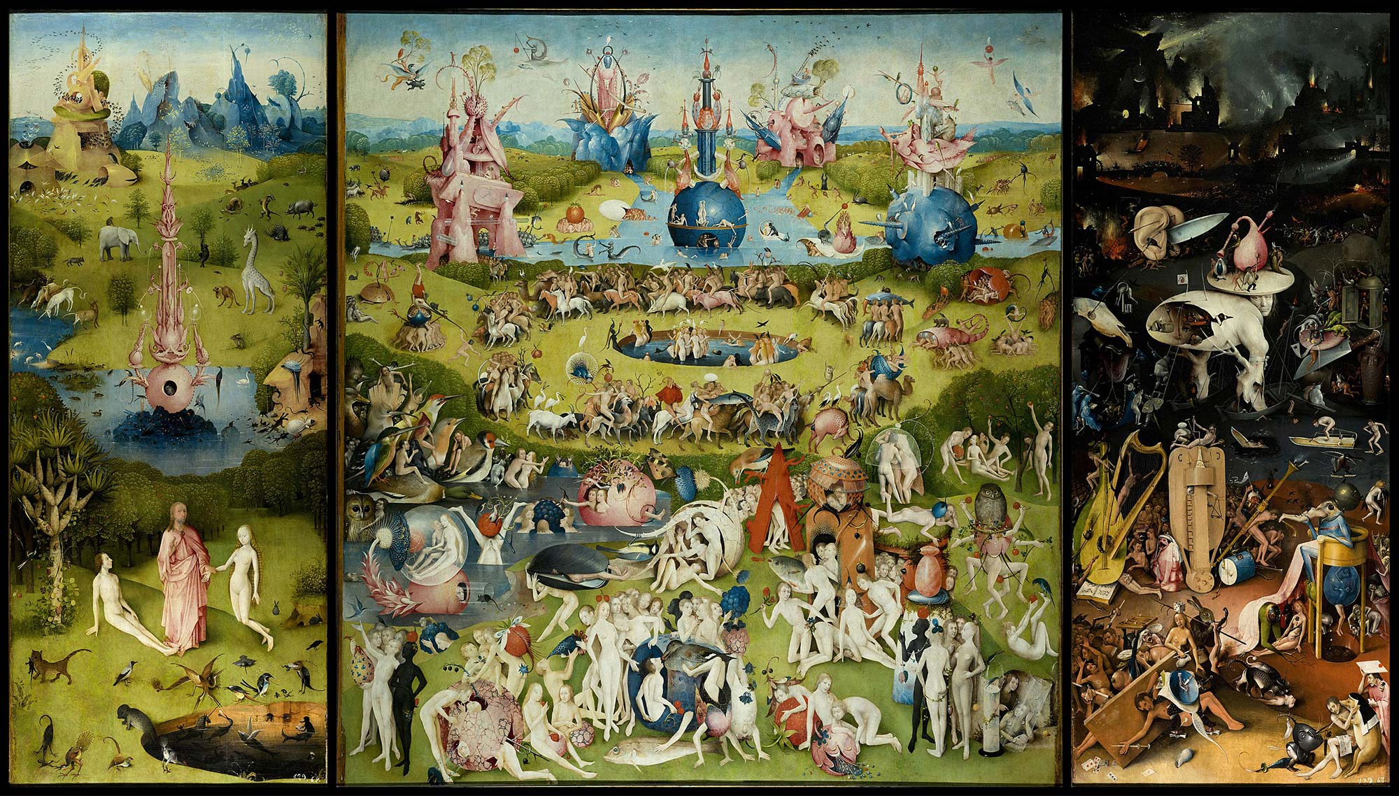 RIOT, NYC Creative Agency: The Garden of Earthly Delights by Hieronymus Bosch, a triptych painting depicting surreal scenes of paradise, earthly pleasures, and hell, inspiring Alexander McQueen’s dark aesthetic. The Garden of Earthly Delights by Hieronymus Bosch, a triptych painting depicting surreal scenes of paradise, earthly pleasures, and hell, inspiring Alexander McQueen’s dark aesthetic.
