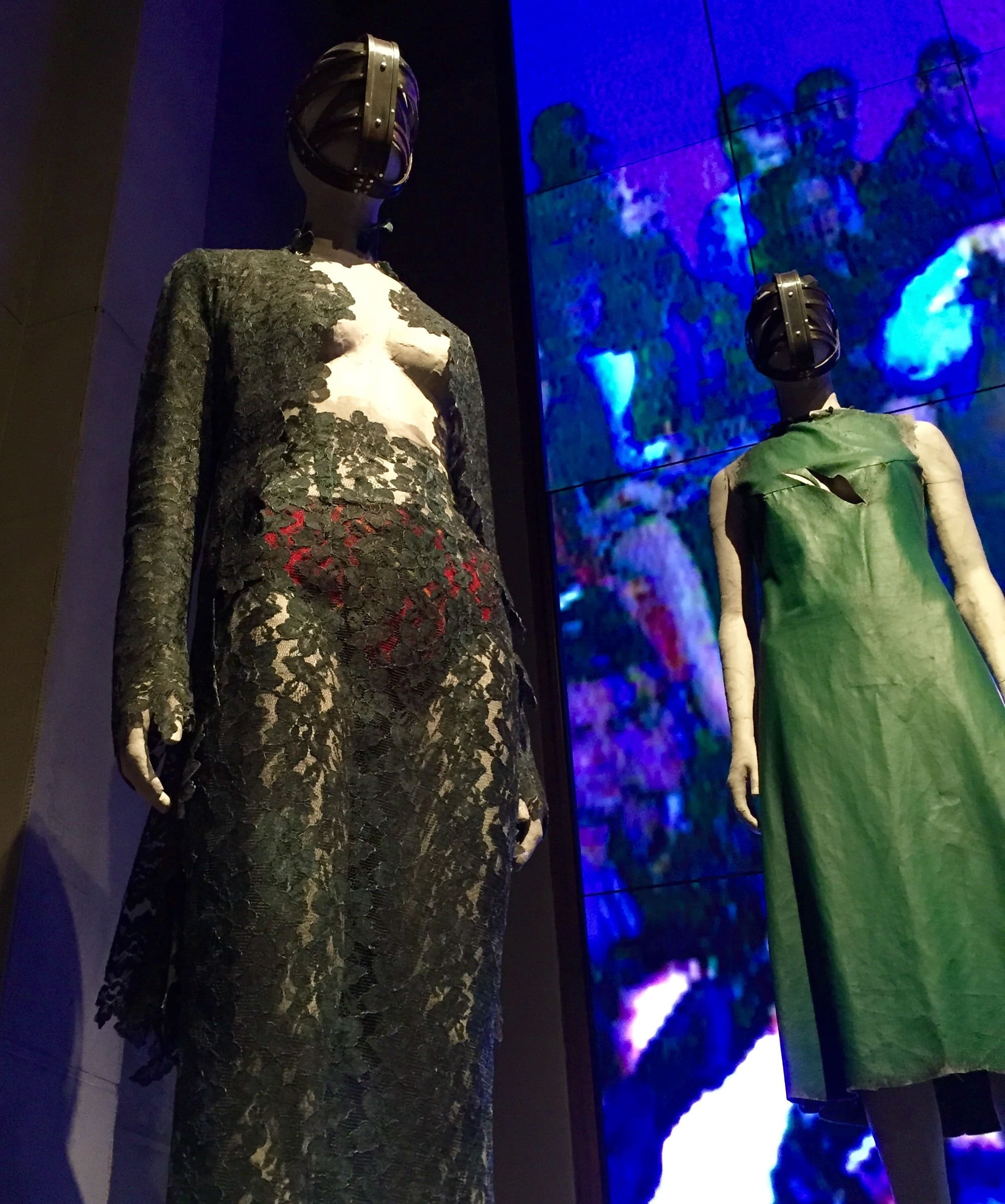 RIOT, NYC Creative Agency: Mannequins displaying designs from Alexander McQueen’s Highland Rape collection, featuring torn fabrics and provocative themes at the Savage Beauty exhibition. Mannequins displaying designs from Alexander McQueen’s Highland Rape collection, featuring torn fabrics and provocative themes at the Savage Beauty exhibition.