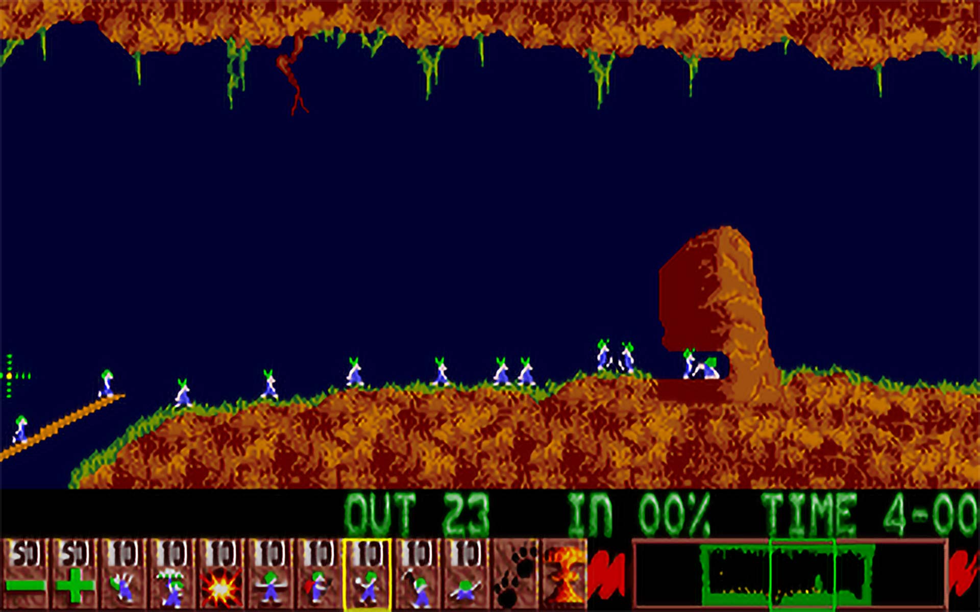 RIOT, NYC Creative Agency: Lemmings Amiga version gameplay showing characters navigating obstacles. Lemmings Amiga version gameplay showing characters navigating obstacles.