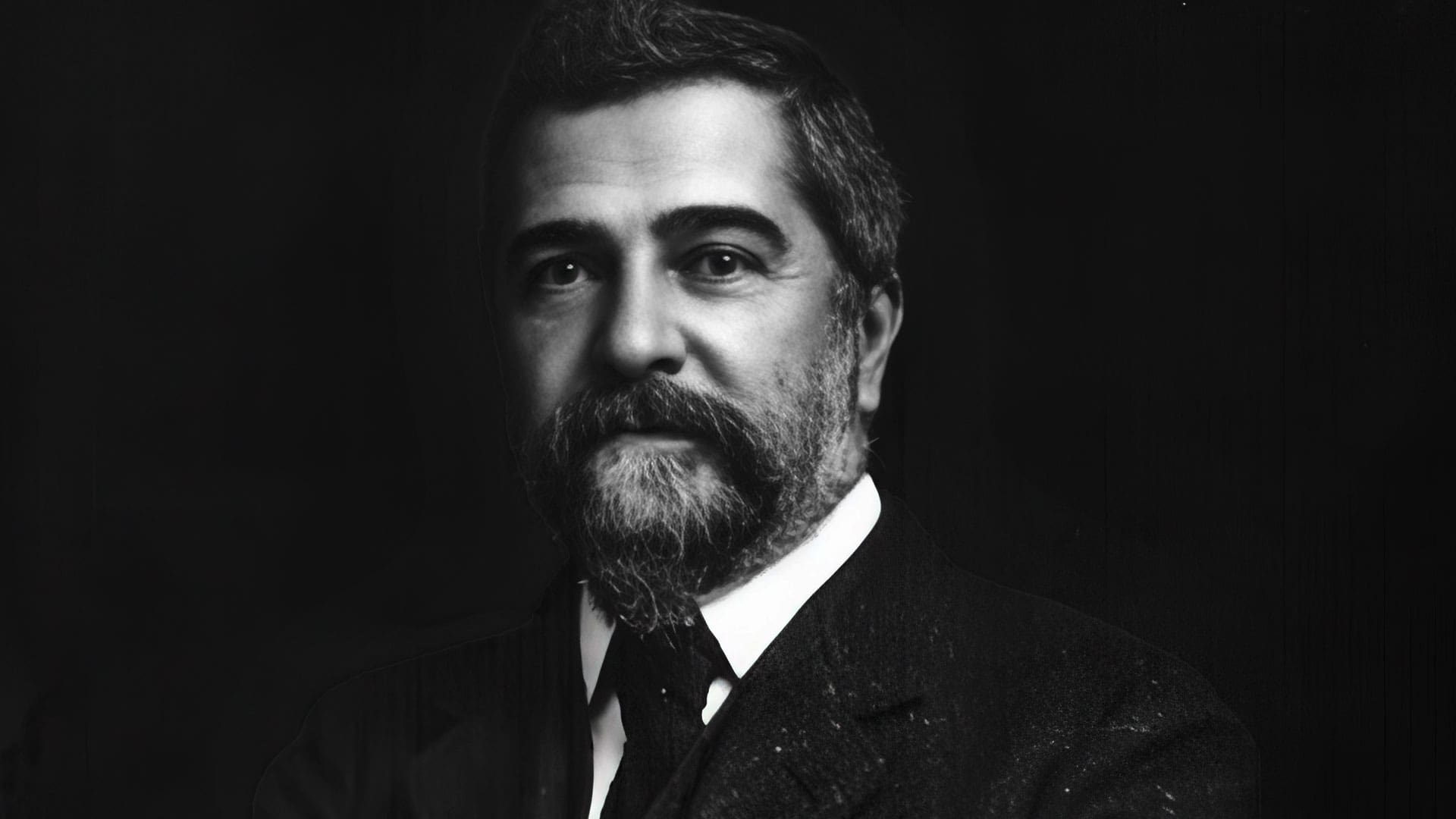 A reinterpreted portrait of Louis Comfort Tiffany (c. 1908), upscaled and relit by MUG5. Original photo from Wikimedia Commons.