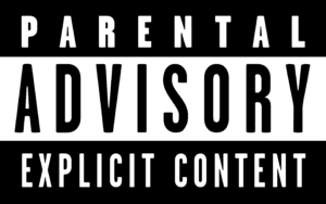 Parental Advisory Explicit Content warning label in black and white