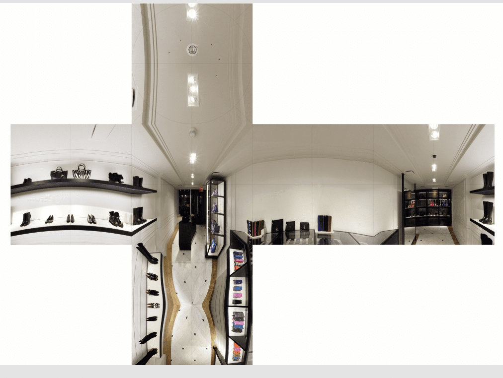 RIOT, NYC Creative Agency: A 360-degree test shot of the Coach x Peanuts store, showcasing the interior layout and product displays within the store. A 360-degree test shot of the Coach x Peanuts store, showcasing the interior layout and product displays within the store.