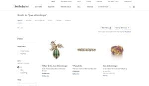Sotheby’s Screenshot Showing Current Jean Schlumberger Items for Sale, October 2024