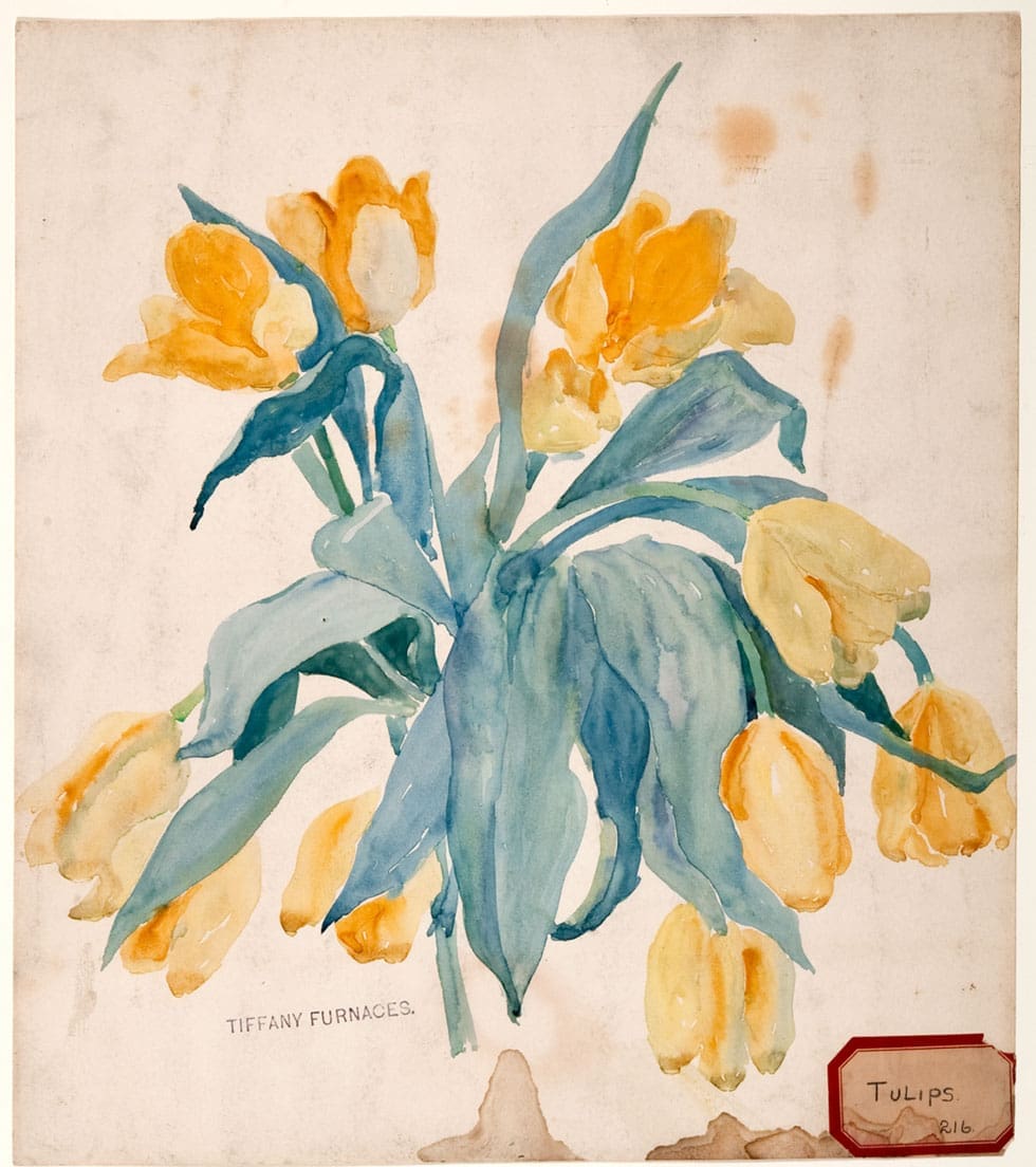 RIOT, NYC Creative Agency: “Tulips” watercolor by Lillian Palmié, showing bright yellow blossoms. From the Charles Hosmer Morse Museum of American Art. “Tulips” watercolor by Lillian Palmié, showing bright yellow blossoms. From the Charles Hosmer Morse Museum of American Art.