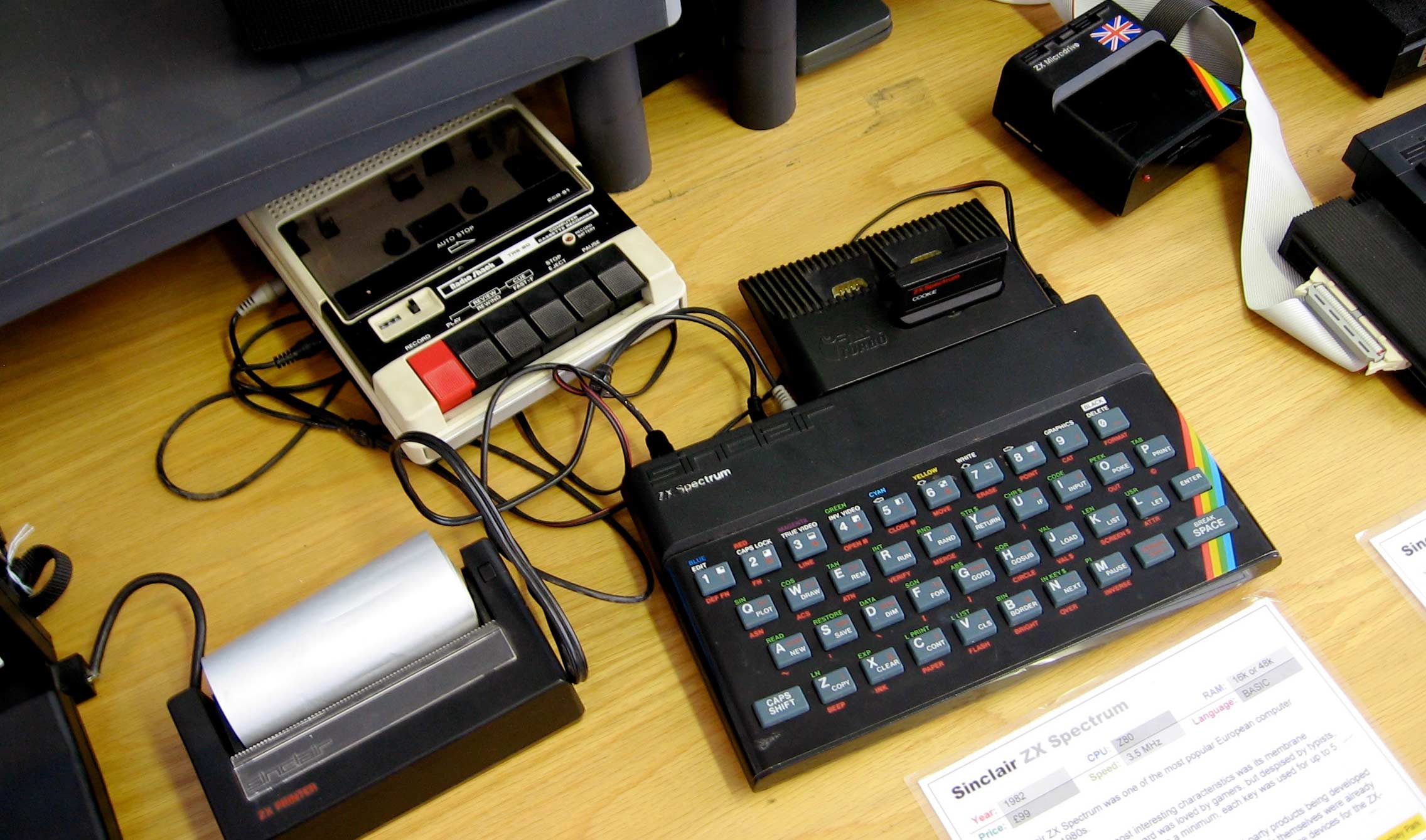 ZX Spectrum 48K with peripherals including cassette player and printer
